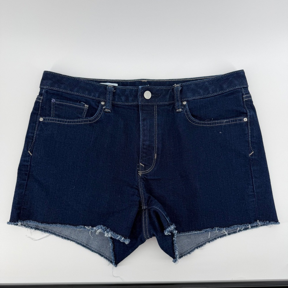Gap Denim Shorts Womens 30 Tall Dark Wash Slim Cut-Offs Raw Hem Stretch